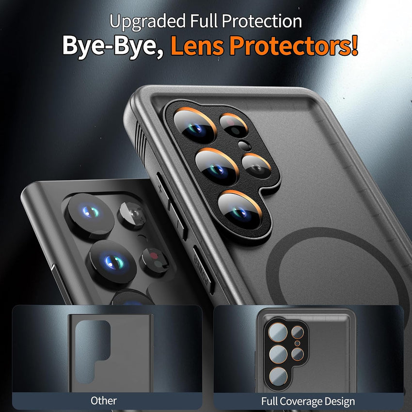 Magnetic Shockproof IP68 Waterproof 360Â° Case for Samsung S25 Ultra Compatible with MagSafe Black