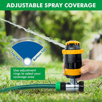 Gear-Driven Lawn Sprinkler 2-Pack Metal Spike Base 5 Patterns 15m Range 180mÂ² - Yellow
