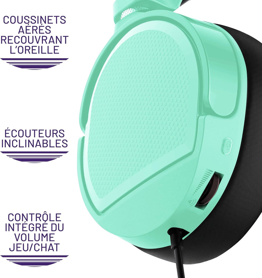 STEALTH PANTHER Mint - Over Ear Gaming Headset Compatible with Consoles and PC with Flexible Mic, 3.5mm Jack, 1.5m Cable, Lightweight, Comfortable and Durable
