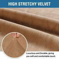 BellaHills Real Velvet Stretch Sofa Covers Couch Covers Sofa Slipcovers Furniture Protector for Sofas | Form Fitted with Elastic Bottom, Ultra Thick Soft Non Slip Covers (1 Seater, Camel)