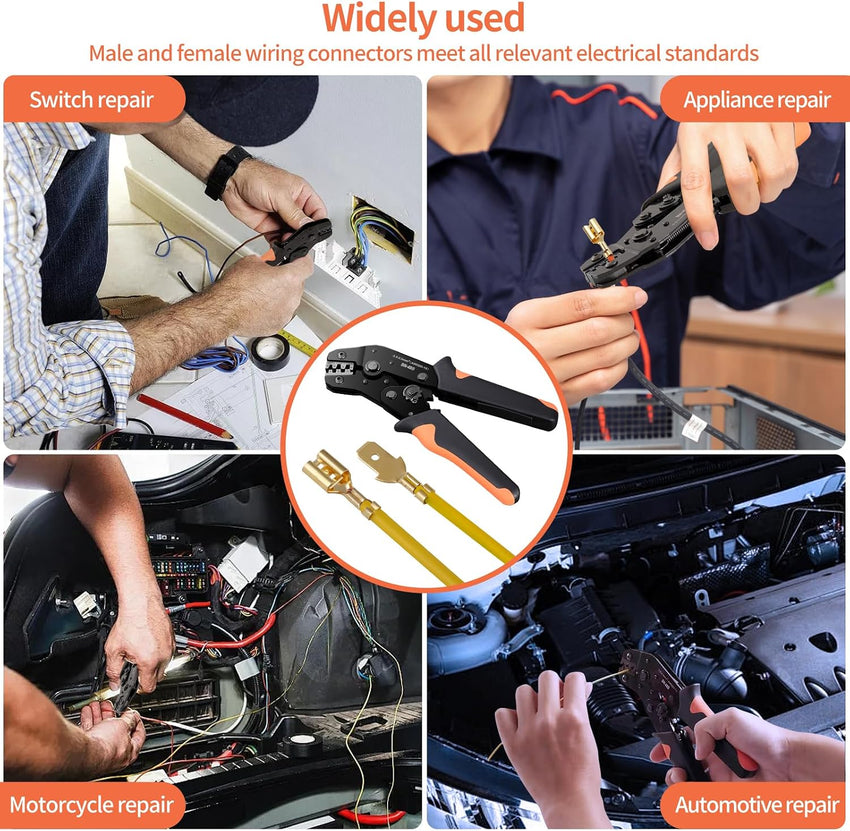 PotentForce Crimping Tool Set - 600pcs Crimp Connectors for 0.5-2.5mmÂ²/AWG 22-16 Wire, Suitable for 2.8mm, 4.8mm, 6.3mm Spade Connectors