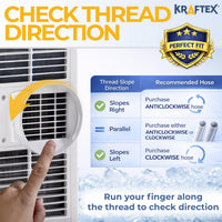 Air Conditioner Hose. Duct Portable Exhaust Vent with 5.9" Diameter, Anti-Clockwise Thread & Length up to 80". Compatible with LG, Delonghi and Many More Portable Air Conditioners