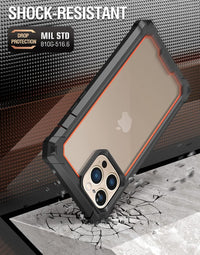 Poetic Guardian Series Case Compatible with iPhone 13 Pro 6.1 inch, Full-Body Hybrid Reinforced Shockproof Protective Rugged Clear Bumper Cover Case with Built-in Screen Protector, Black/Clear