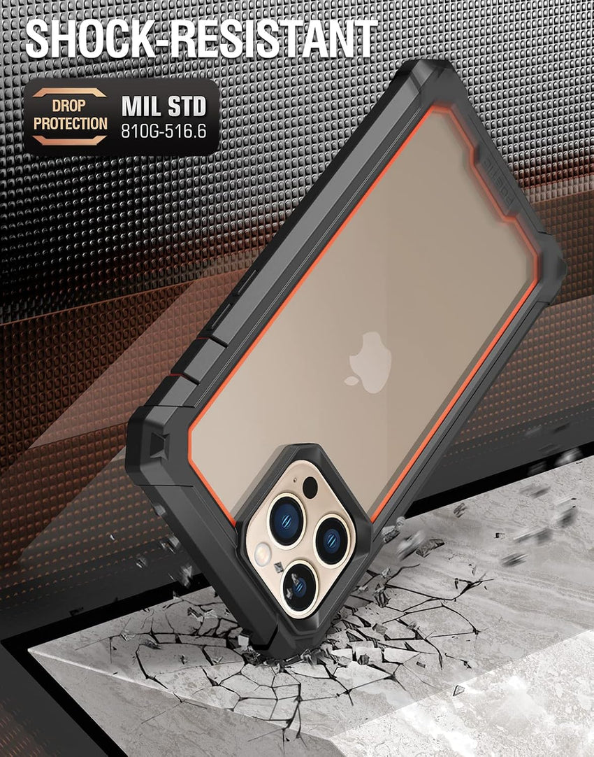 Poetic Guardian Series Case Compatible with iPhone 13 Pro 6.1 inch, Full-Body Hybrid Reinforced Shockproof Protective Rugged Clear Bumper Cover Case with Built-in Screen Protector, Black/Clear