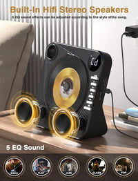 Portable CD Player with Bluetooth 5.0, Greadio Desktop CD Players for Home, CD Music Player with Speakers, Remote Control, Dust Cover, FM Radio, LCD Display, AUX, USB, Headphone Jack