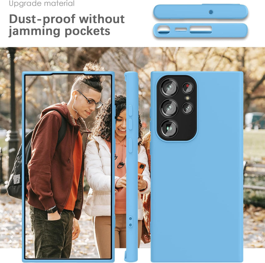 YATWIN Silicone Case for Samsung Galaxy S23 Ultra 5G, Soft-Touch, Shockproof, DustProof, Antiskid Full Body Armour Phone Cover for Samsung Galaxy S23 Ultra 5G - Sky Blue