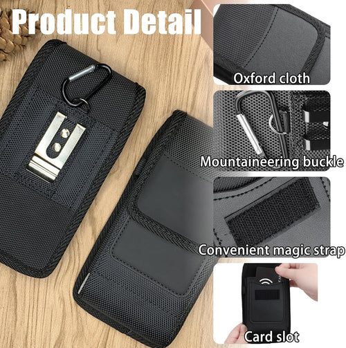 Cell Phone Belt Holster,Phone Nylon Holster Case,Mobile Phone Pouch with Belt Loop,Heavy Duty Phone Cover with Belt Clip for 5.8-6.8 inch smartphones