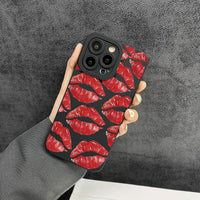 Cutecasee Lips Kiss Print Soft Silicone Phone Case for iPhone Compatible with iPhone 14 Pro Max, Black