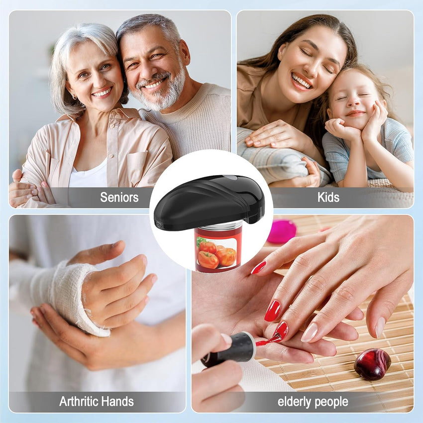 Electric Can Opener, Rechargeable and USB Cable Automatic Can Opener with One-Touch Operation,Safe for All Can Sizes Kitchen Gadget Can Openers for Seniors, Arthritis and Mum (Black)