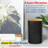 Russell Hobbs Air Purifier 100mÂ³/h HEPA+Carbon CADR 99.95% â Black Scandi Wood