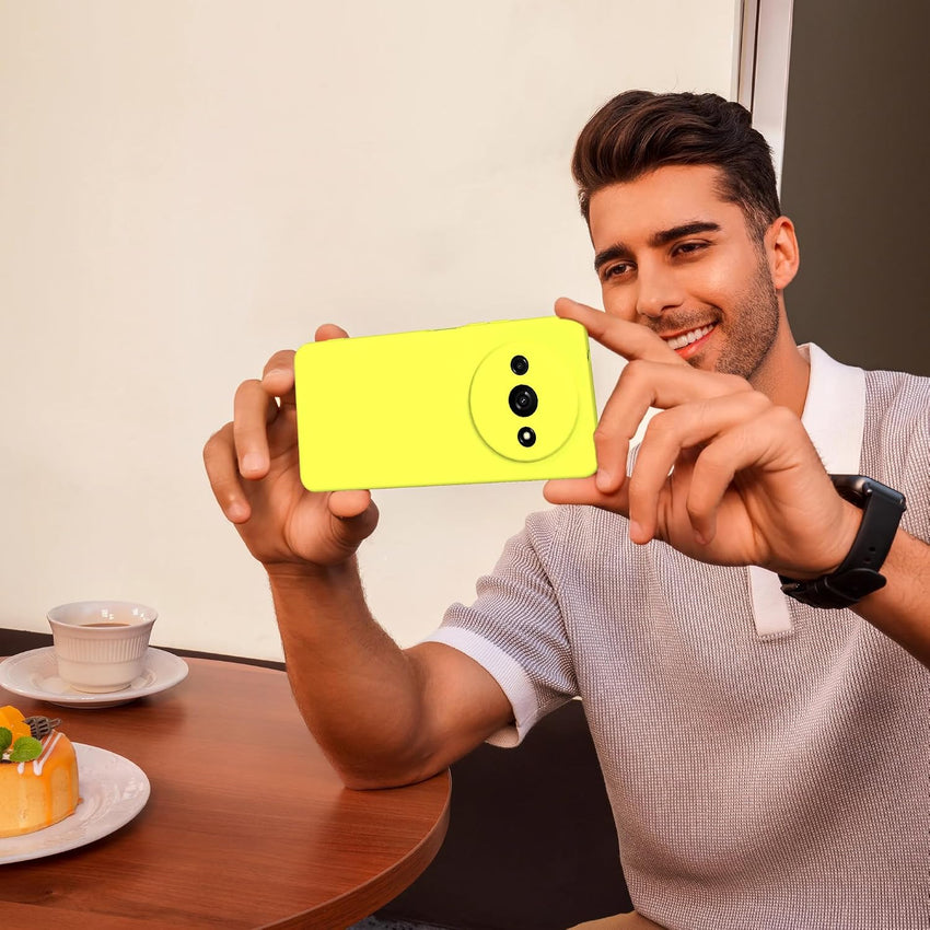 BUTISHIYU Case Compatible with Xiaomi Redmi A3 4G with 1 Tempered Glass Screen Protector, Silicone Slim Fit Shockproof Anti-Scratch Case for Xiaomi Redmi A3 4G - Yellow