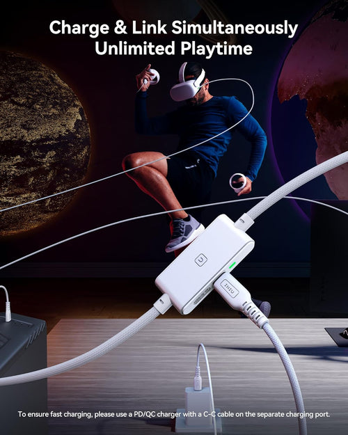 INIU VR Link Cable USB 3.0 16ft with Charging for Quest / Pico / PC VR â White