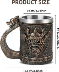 Viking Tankard Stainless Steel Beer Mug 600ml with Handle â Style 2