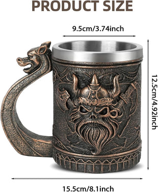 Viking Tankard Stainless Steel Beer Mug 600ml with Handle â Style 2