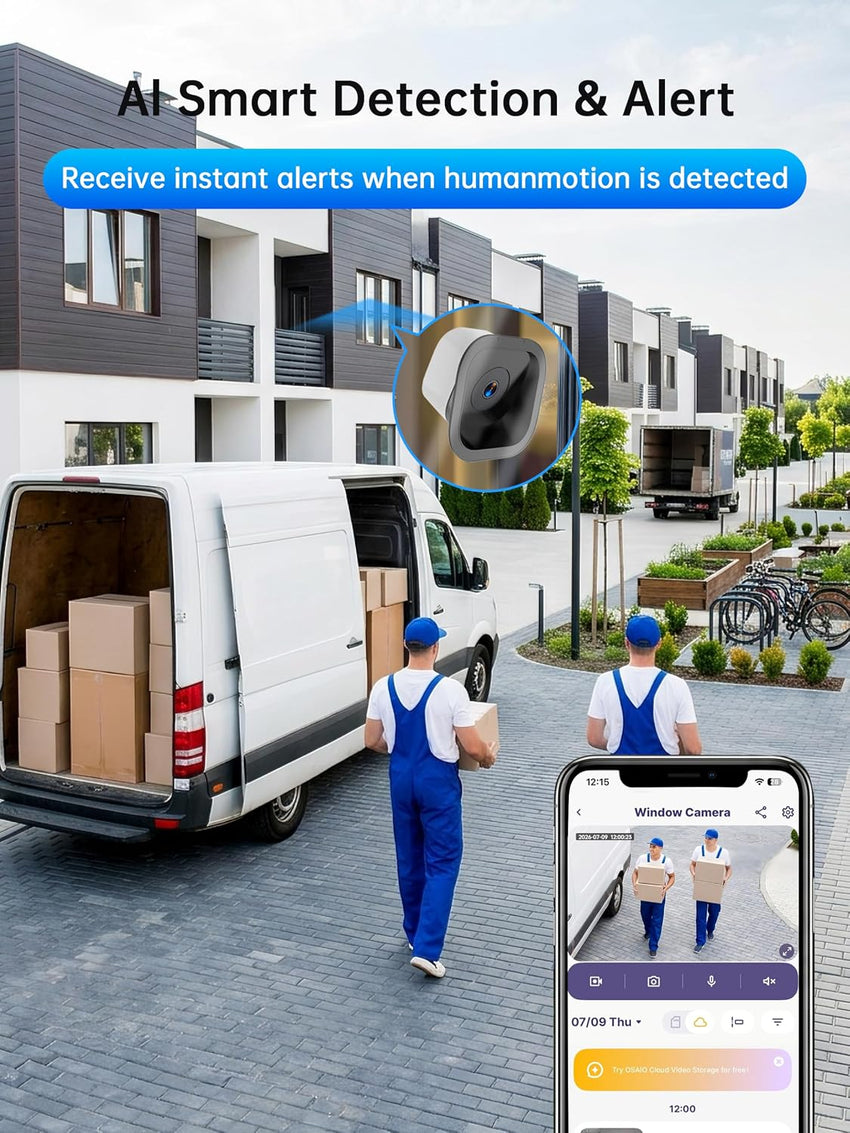 2K Window Security Camera Dual-Band WiFi Indoor Motion Detection Two-Way Audio