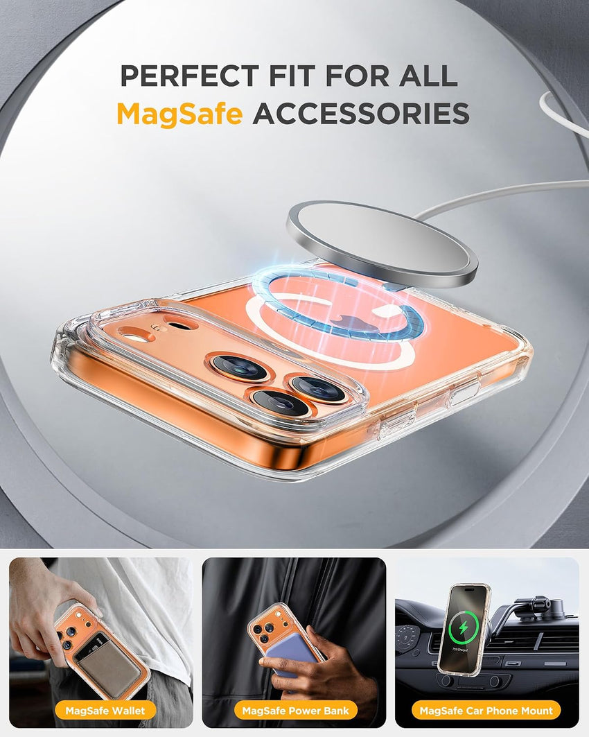 Magnetic Case for iPhone 17 Pro Built-in Glass Screen Protector â Clear 6.3-inch
