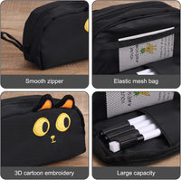 Cute 3D Black Cat Pencil Case Big Capacity Zipper Stationery Organiser Pouch â Black
