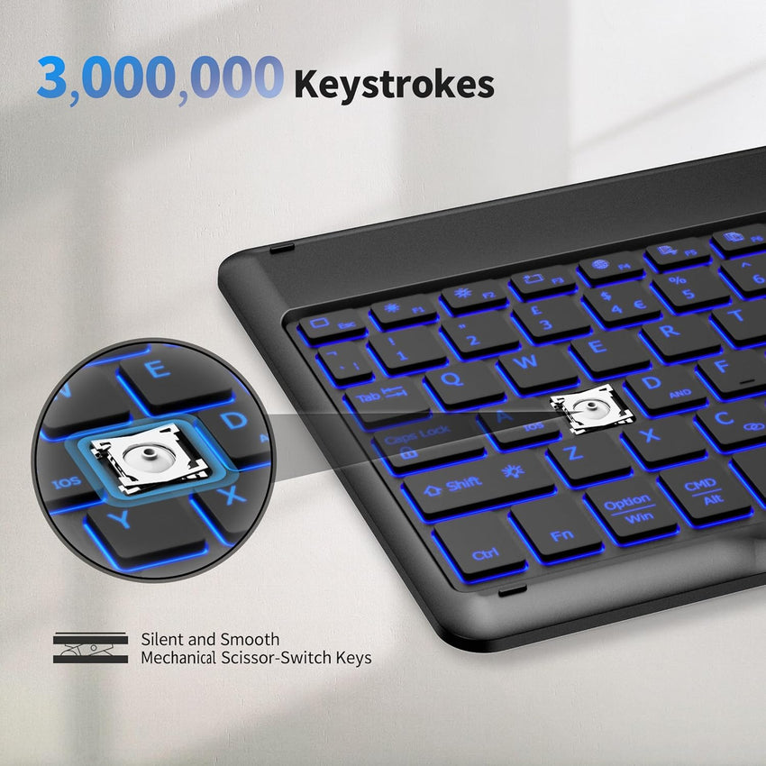 EasyAcc Bluetooth-Keyboard, Wireless Bluetooth Keyboard Compatible with Windows/Android/iOS with English Layout Tablets, backlight