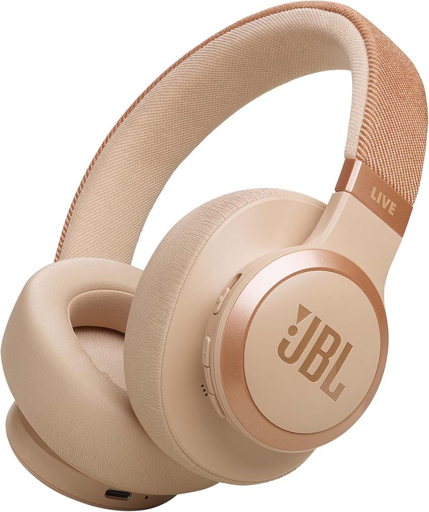 JBL Live 770 NC Wireless Over-Ear Headphones with Noise-Cancelling Technology and 65-Hour Battery Life, Sandstone