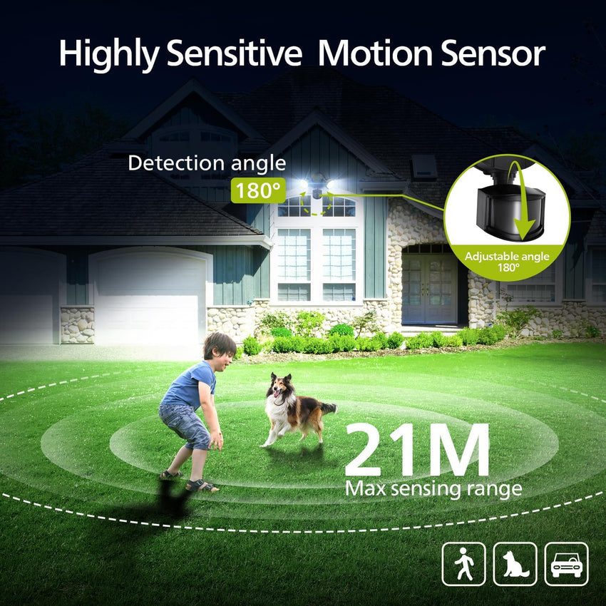 Philips LED Security Floodlight 21W 3000 lm PIR Motion Sensor 5000K 2-Head 4 Modes Waterproof