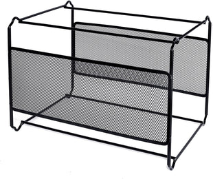 Hotyin Foolscap Suspension File Frame(39 x 28 x 24.8cm), Metal Suspension File Frame Organiser - Easy to Assemble - Hanging File Folder for Home Office Storage and Organization (Black)