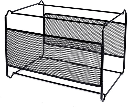 Hotyin Foolscap Suspension File Frame(39 x 28 x 24.8cm), Metal Suspension File Frame Organiser - Easy to Assemble - Hanging File Folder for Home Office Storage and Organization (Black)