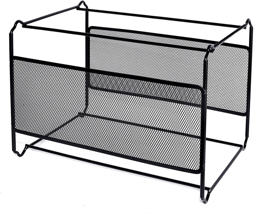 Hotyin Foolscap Suspension File Frame(39 x 28 x 24.8cm), Metal Suspension File Frame Organiser - Easy to Assemble - Hanging File Folder for Home Office Storage and Organization (Black)