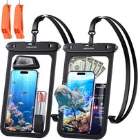 UNBREAKcable Large Waterproof Phone Pouch-2 Pack IPX8 Waterproof Phone Case for iPhone 16 15 14 13 12 11 Pro Max & Samsung S25 S24 S23-Dry Bag & Travel Essentials for Beach, Pool, Kayak & Cruise-9"
