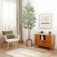 Alupssuc 7FT Artificial Olive Tree, Fake Olive Tree with Lifelike Leaves and Fruits, Faux Tall Plant Indoor Outdoor for Home Living Room Bedroom Balcony Corner Office Garden Decor, 210cm
