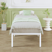 Metal Bed Frame 80x190cm Steel Slats Underbed Storage 41cm High White