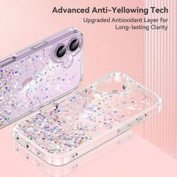 ivencase Clear Glitter Case Compatible with iPhone 17 Case with 2 Tempered Glass Screen Protector, Non-Yellowing [Shockproof] [Anti-Scratch] Slim Sparkly Bling Star Transparent Cover for iPhone 17