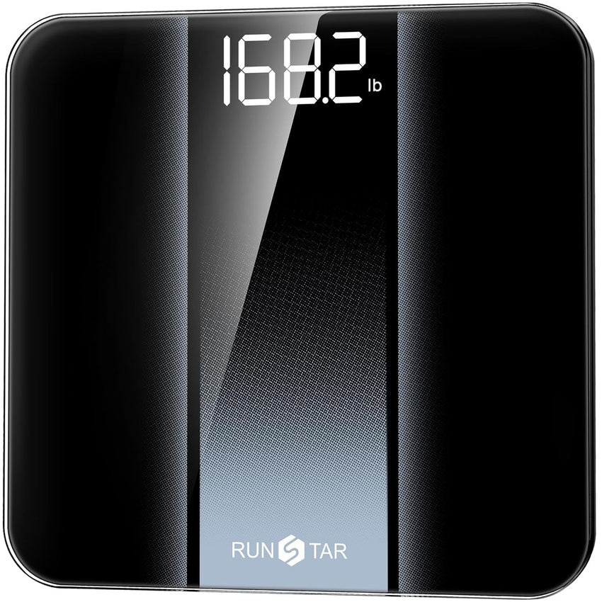 Digital Bathroom Scale High-Precision LED Display Tempered Glass 400lb Capacity Silver. Batteries included