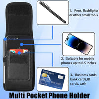 Cell Phone Belt Holster,Phone Nylon Holster Case,Mobile Phone Pouch with Belt Loop,Heavy Duty Phone Cover with Belt Clip for 5.8-6.8 inch smartphones