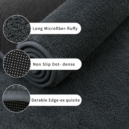 Rururug Large Rugs for Living Room 200x300 cm Rugs Living Room, Microfiber Shaggy Rug, Modern Plain Fluffy Area Rugs Machine Washable Anti-Slip Carpet, Grey Rug