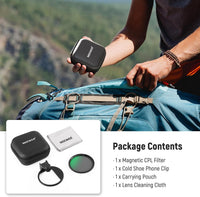 NEEWER 67mm Magnetic CPL Filter, Circular Polarizing Filter with Cold Shoe Camera Lens Clip, Photography Accessories Compatible with Samsung Galaxy Android