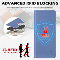 SHIELDON Flip Case for Galaxy S24 FE 6.7", Genuine Leather Wallet Case with [Kickstand][RFID Blocking][Card Slots][Magnetic Closure] Shockproof Phone Cover Compatible with Galaxy S24FE - Navy Blue