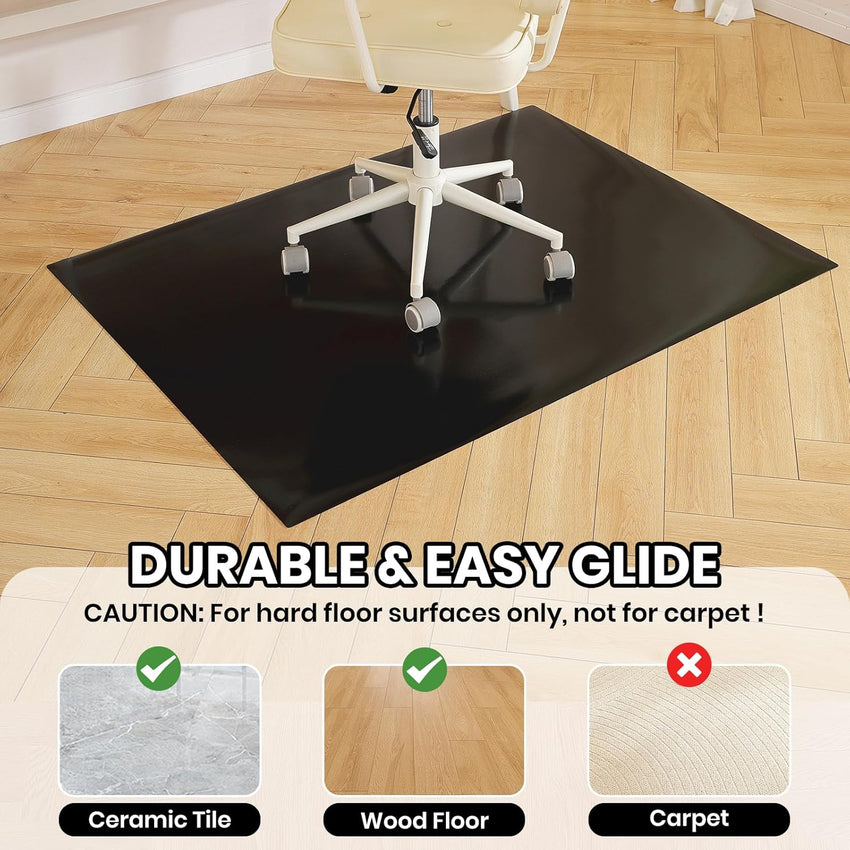 Gaming Chair Mat Non-Slip Waterproof Easy-Glide â Black 100x140cm
