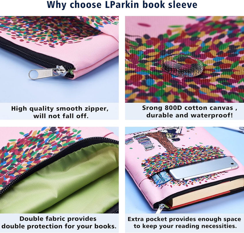 Just A Girl Who Loves Books, Book Cover with Zipper, Gift for Nerd Book, 11 x 8.5 Inches, Washable Fabric