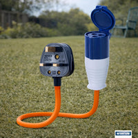 UK Plug to 16A Site Socket Adaptor Cable IP44 Weatherproof â 20cm