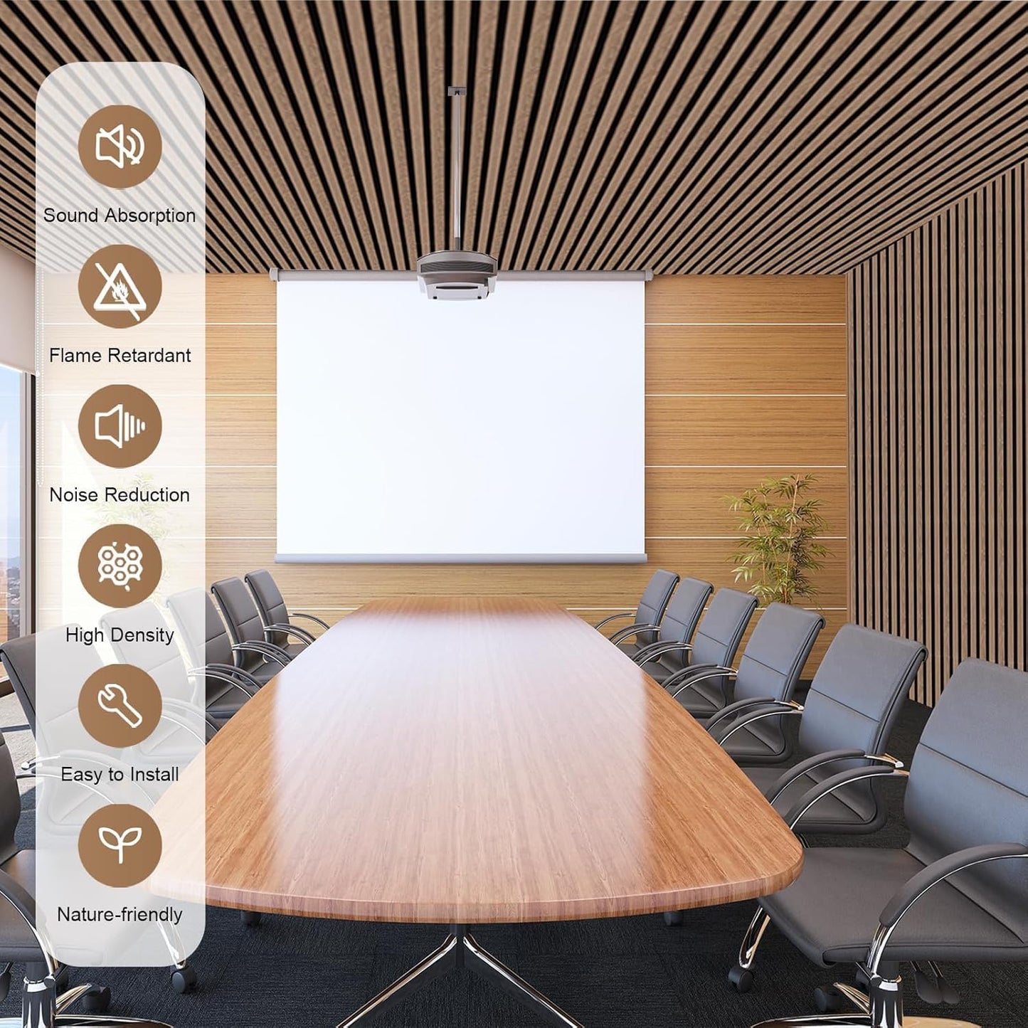 Acoustic Wall Wood Panels 2 Pack â 1200 x 600 mm Dark Walnut