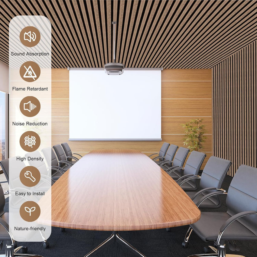 Acoustic Wall Wood Panels 2 Pack â 1200 x 600 mm Dark Walnut