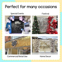 Kelfara Silver Shimmer Wall Backdrop, 24 Pcs Square Sequin Wall Backdrop Panels, Photo Backdrops for Birthday, Anniversary, Wedding, Baby Shower, Graduation & Bachelorette Party Decoration