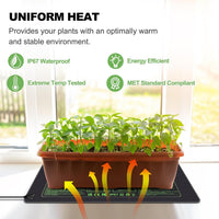 Hyindoor Heat Mat for Plants,Waterproof Seedling Heat Mat with Thermostat 10.63â*21.26â Germination Heated Propagator Warming Mat for Indoor Gardening Greenhouse(2 Pack)