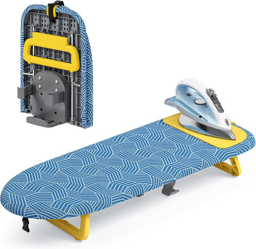 KINGRACK Tabletop Ironing Board Mini Foldable with Iron Holder 12x32, Blue