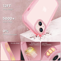 CENHUFO Compatible with iPhone 17 Pro Case Built-in Glass Screen Protector, Full Camera Protection, Fits for Magsafe, 360 Full Body Shockproof Bumper Phone Case for iPhone 17 Pro 6.3 Inch -Pink