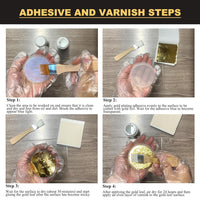 Wadities Gold Leaf Gilding Adhesive Set, 100ml Water Based Metal Leaf Glue and 100ml Varnish, Gold Leaf Sheets 100 pcs, 2 Brushes, for Craft, Painting and Arts