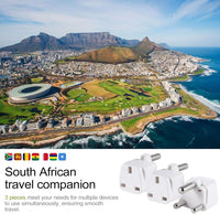 2-Pack UK to South Africa Plug Adapters South Africa Power Converter Grounded Universal Travel Adapter 3 Pin South Africa, Ghana, Bahrain, Mauritius etc International Type M Plug (White)