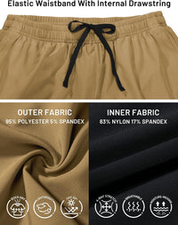 2-in-1 Men's Running Shorts 5in Quick-Dry Compression Liner Pockets 3 inch Khaki 3XL