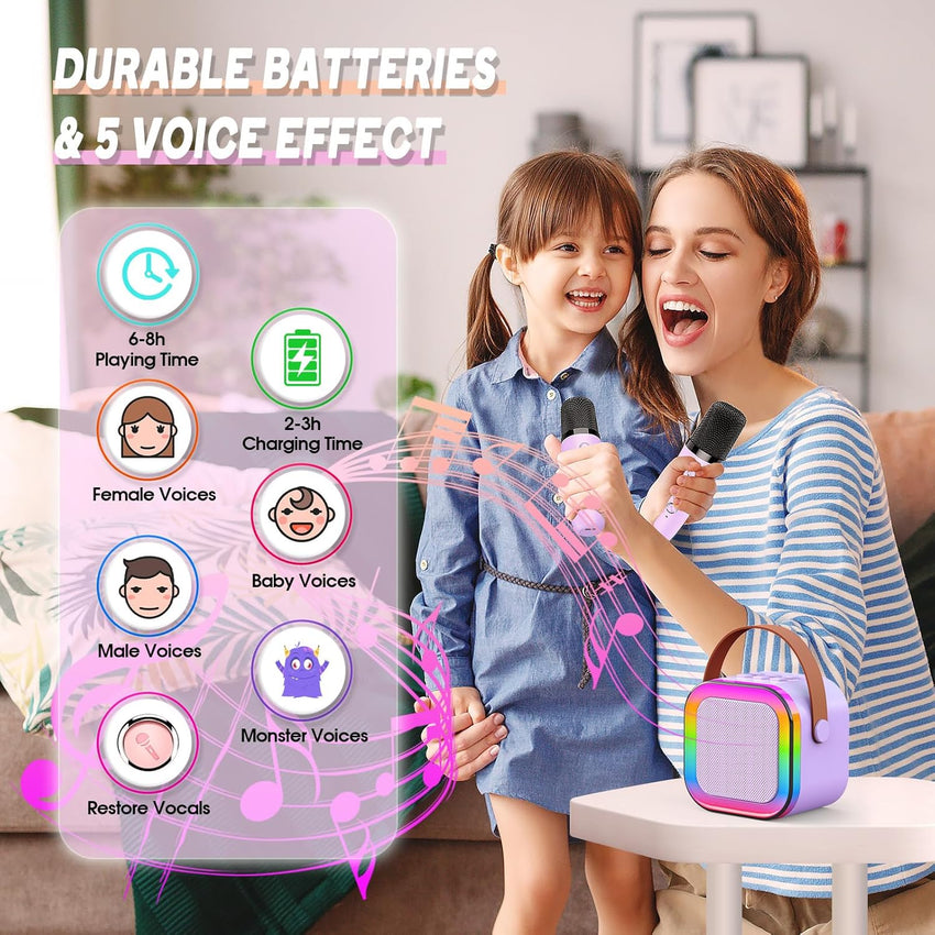 Gralal Karaoke Machine 2 Microphones, Girls Birthday Presents for Girls Toys Age 3-12 Microphone for Kids Toys for 3-12 Year Old Girls Gifts Birthday Gifts for Girls Easter Gifts for Kids