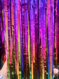 3pcs 2M X 1M Rainbow Multicolour Metallic Tinsel Curtains Aluminum Foil Flow Silk Curtain Background Streamer Birthday Party Wedding Holiday Decoration (Rainbow)